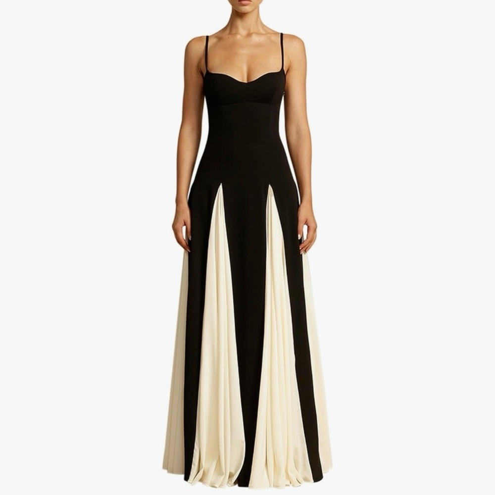 Elegant Black and Cream Gown